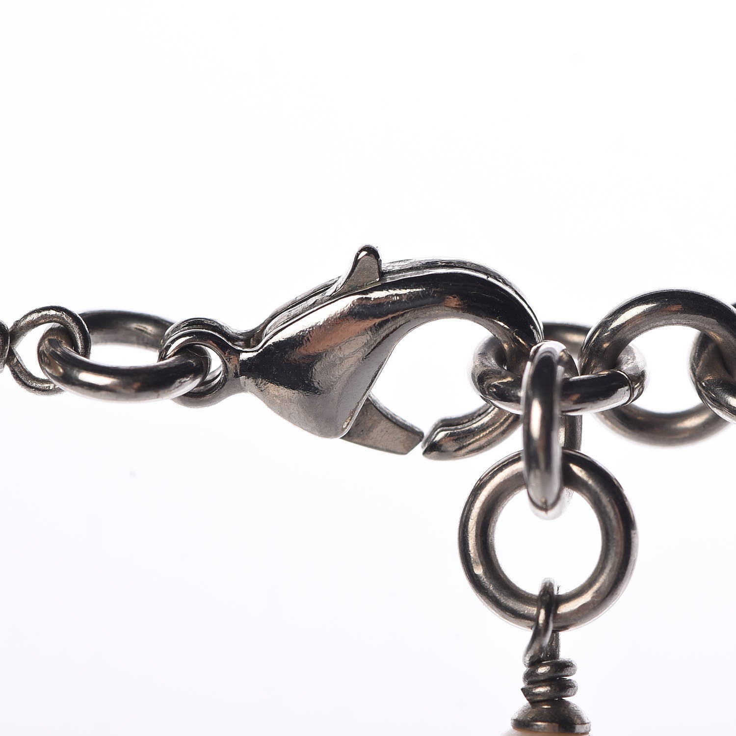 Chanel Crystal Pearl CC Long Necklace Silver 5 of 7