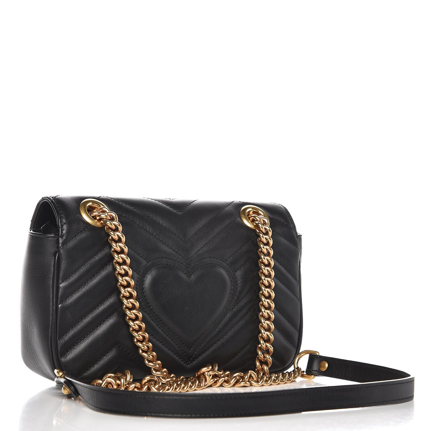 Gucci Calfskin Matelasse Mini GG Marmont Shoulder Bag Black 3 of 8