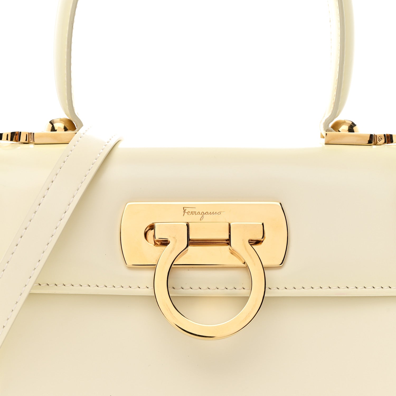 Salvatore Ferragamo Brushed Off Calfskin Small Iconic Top Handle Bag Magnolia 9 of 13