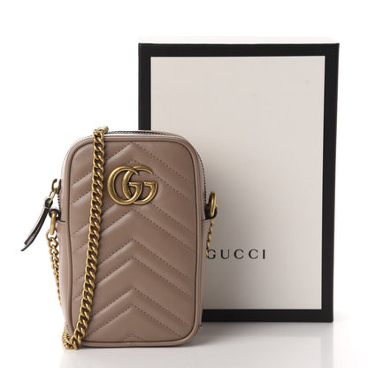 Gucci Calfskin Matelasse Mini GG Marmont Crossbody Bag Porcelain Rose 11 of 11