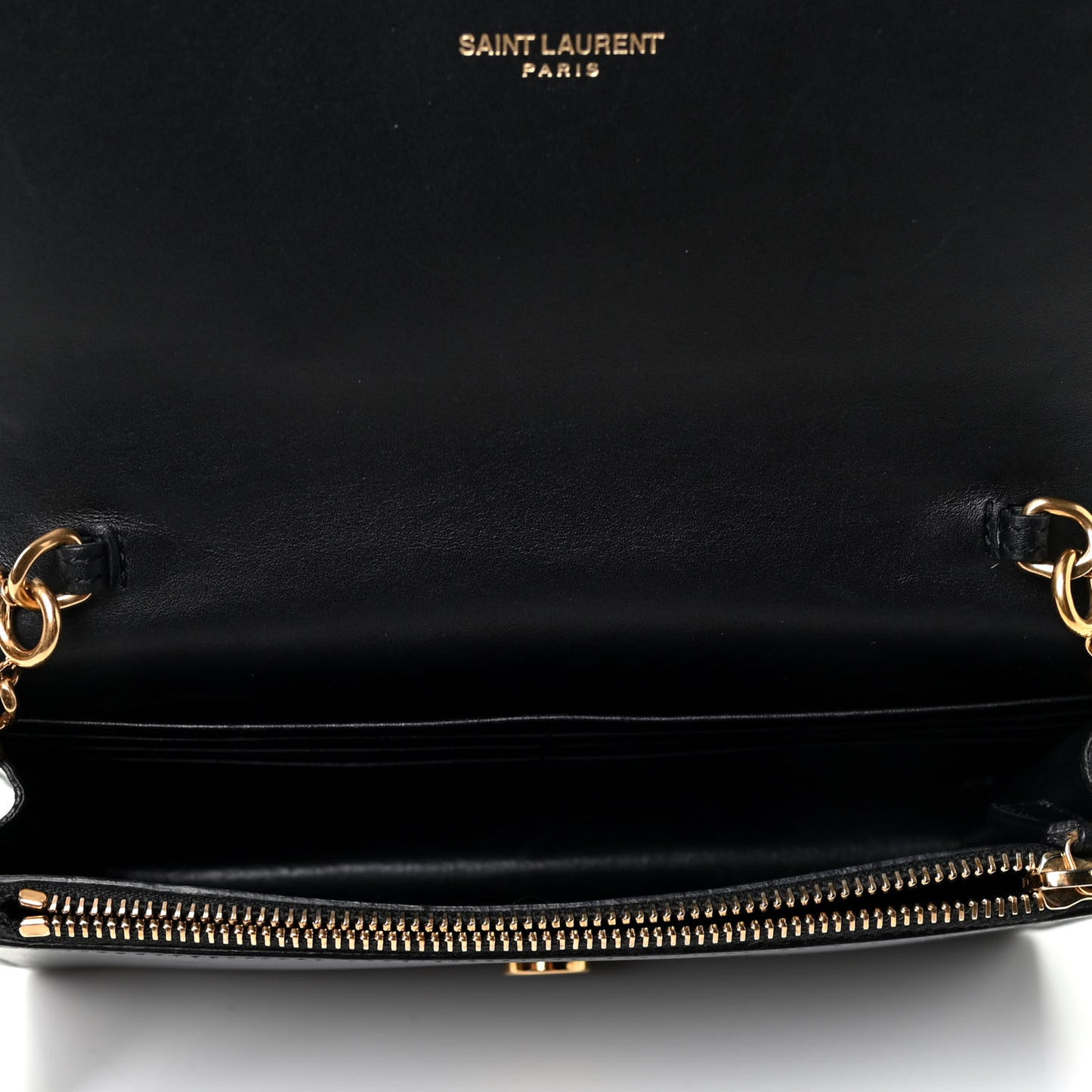 Smooth Calfskin Classic Monogram Kate Tassel Chain Wallet Black