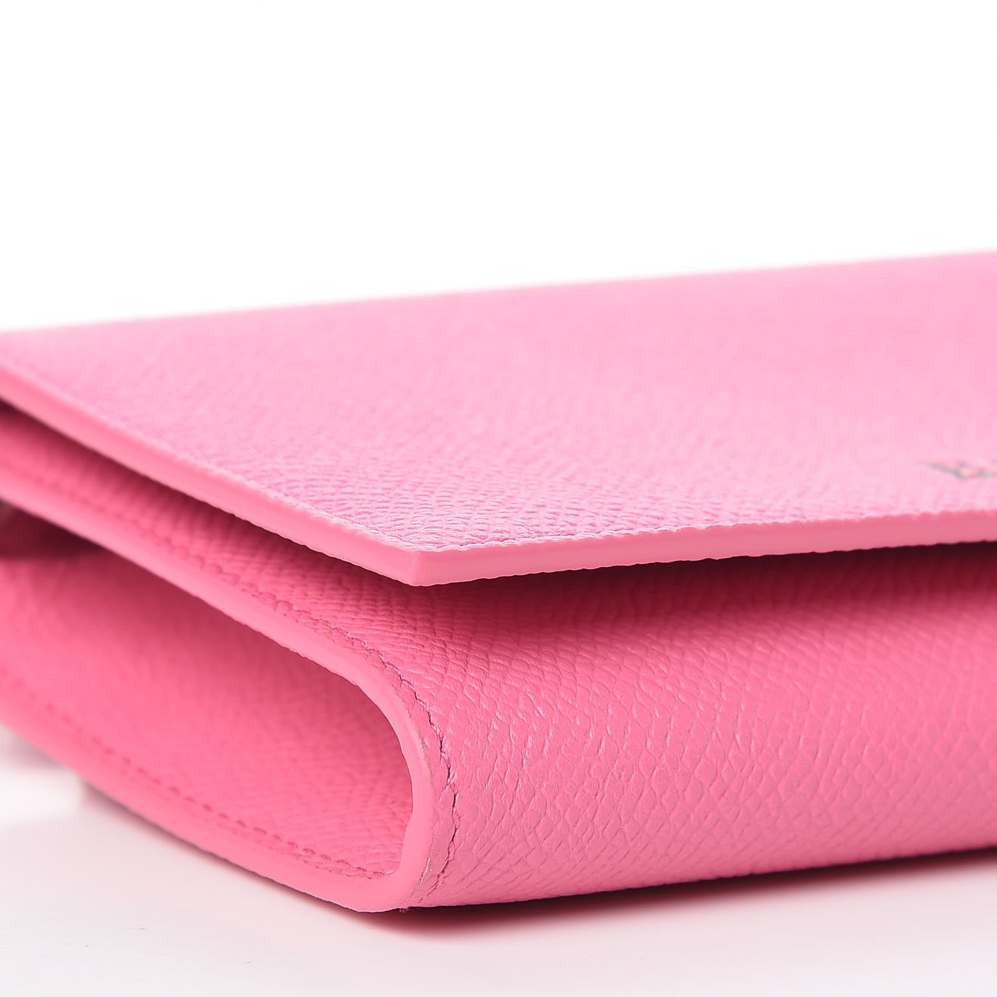 Signature Grained Calfskin Logo Ville Wallet on Chain Bubble Gum Black