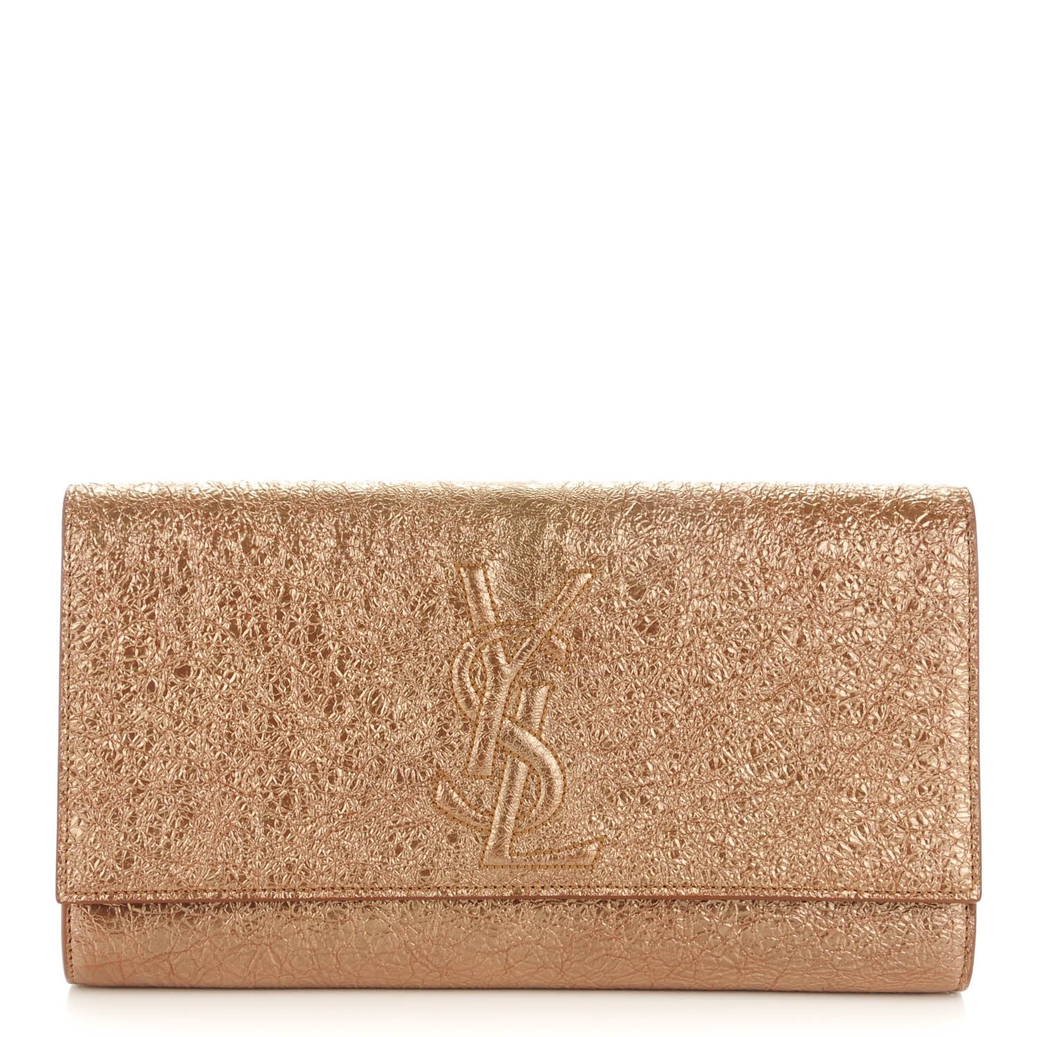 Saint Laurent Metallic Crackled Calfskin Large Belle De Jour Clutch Gold 1 of 7
