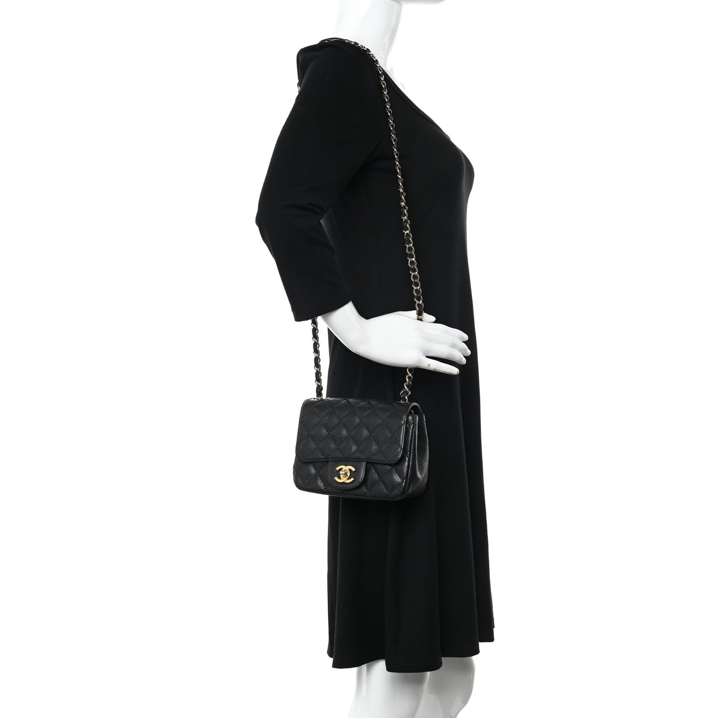 Caviar Quilted Mini Square Flap Black