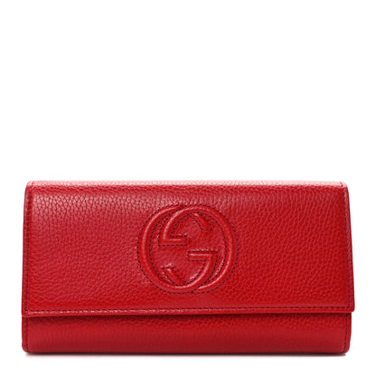 Gucci Pebbled Calfskin Large Soho Continental Wallet Red 1 of 7