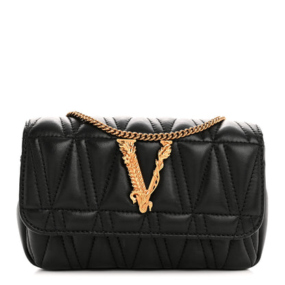 Versace Nappa Quilted Virtus Evening Bag Black 1 of 10