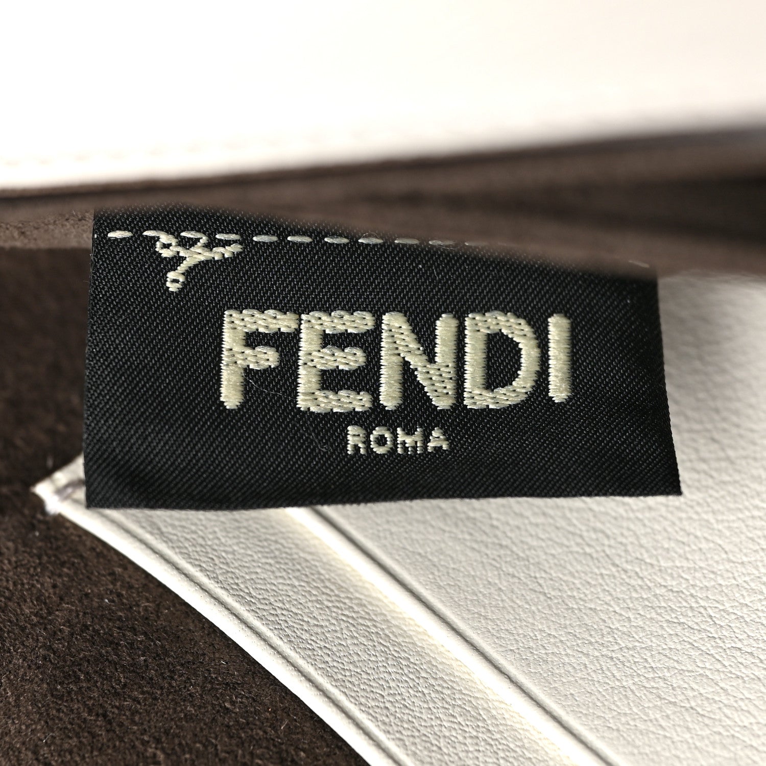 Fendi Vitello Dolce Flowerland Bi-Color Studded Micro Double Baguette Bordeaux White Ice 8 of 11