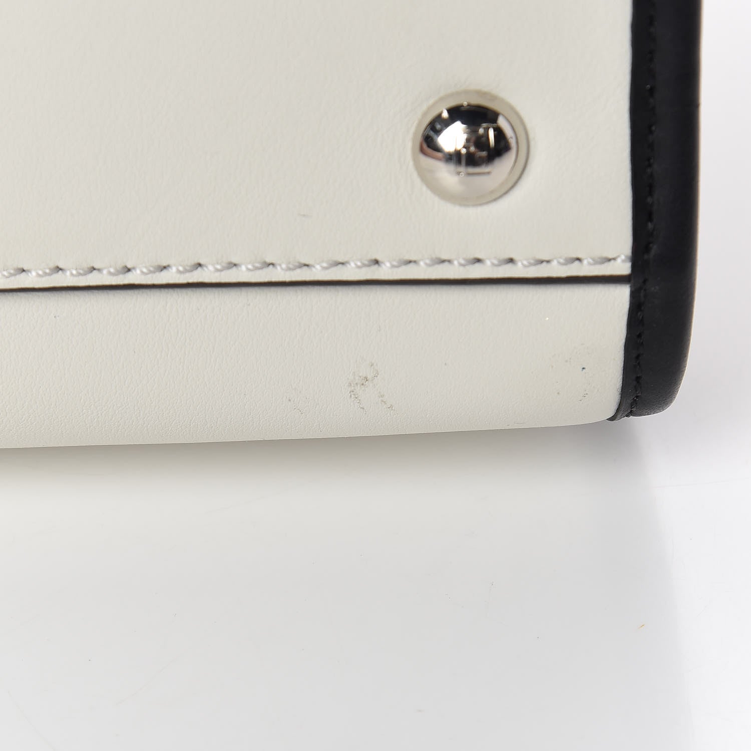Fendi Vitello Century Opaco F is Fendi Bi-Color Regular Runaway Satchel White Ice Black 12 of 12
