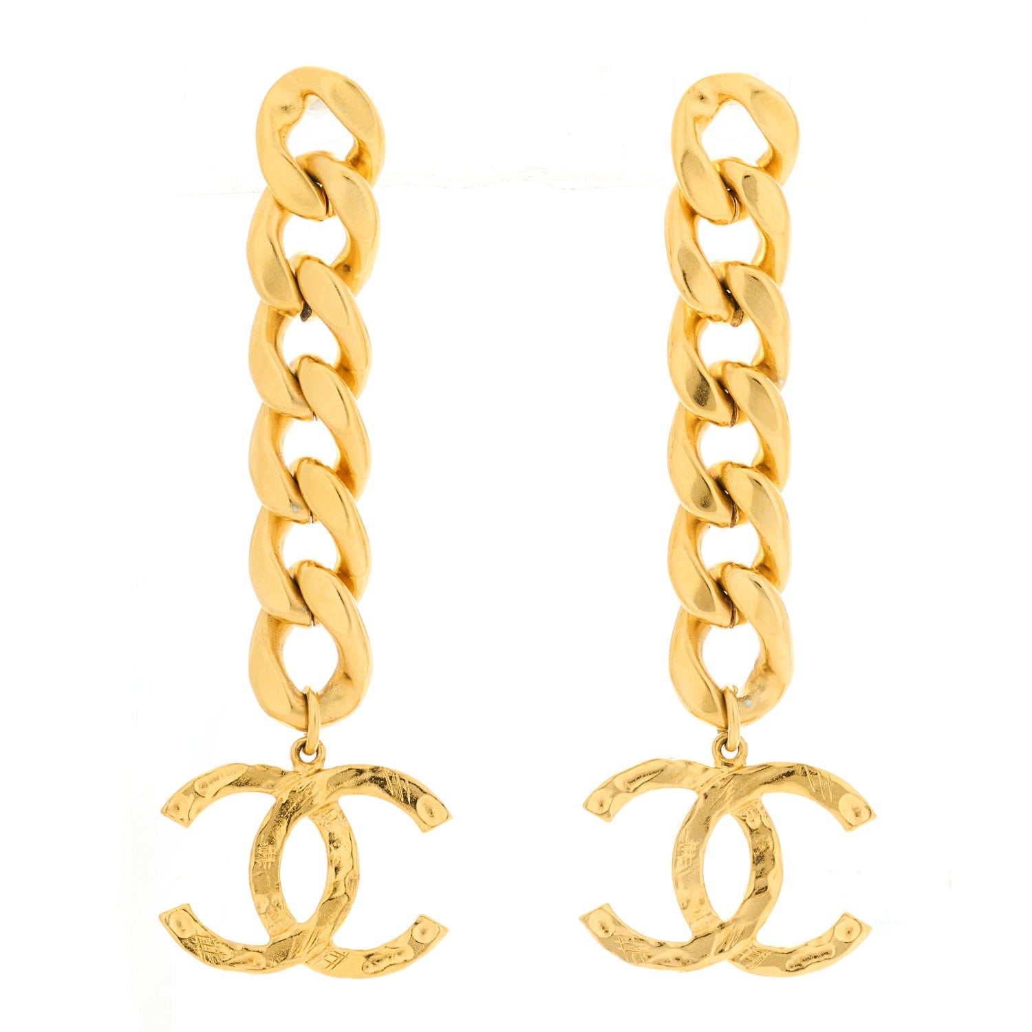 Chanel Metal CC Pick Drop Earrings Gold 1 of 5