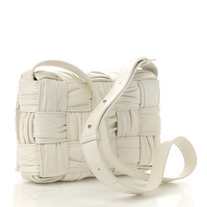Bottega Veneta Calfskin Intreccio Plisse Cassette Crossbody Bag White 3 of 10