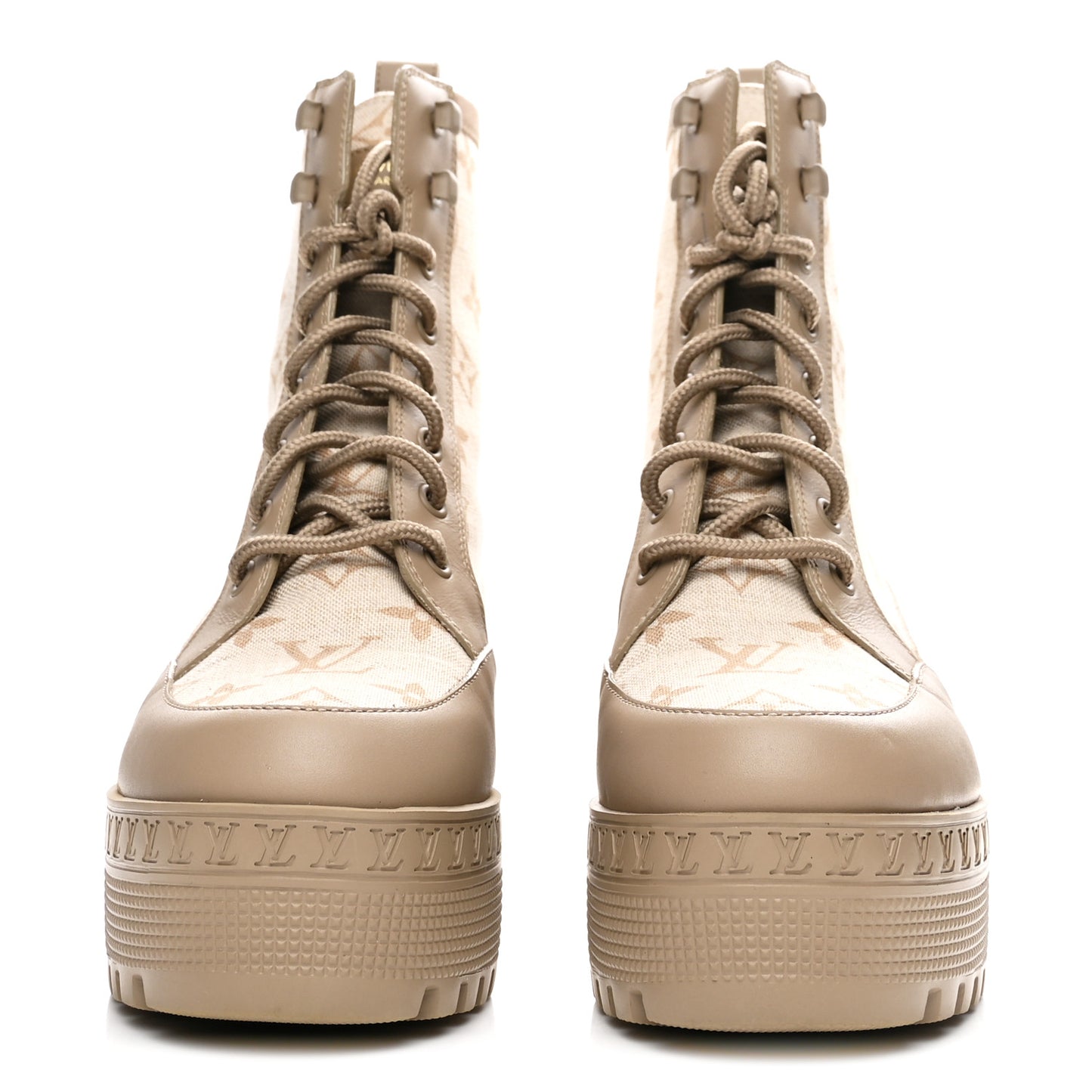 Suede Calfskin Laureate Platform Desert Boots 37 Beige