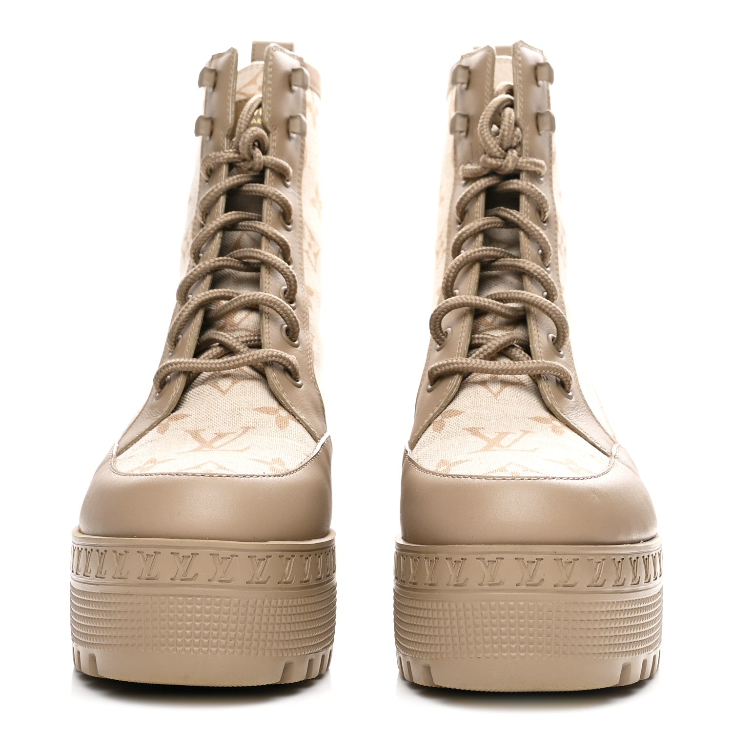 Louis Vuitton Suede Calfskin Laureate Platform Desert Boots 37 Beige 3 of 9