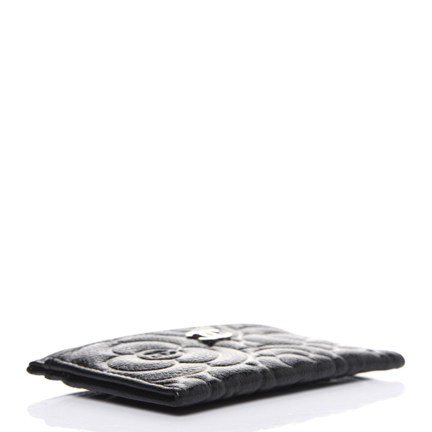 Chanel Caviar Camellia Embossed Card Holder Black 3 of 11