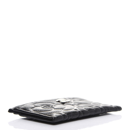 Chanel Caviar Camellia Embossed Card Holder Black 3 of 11