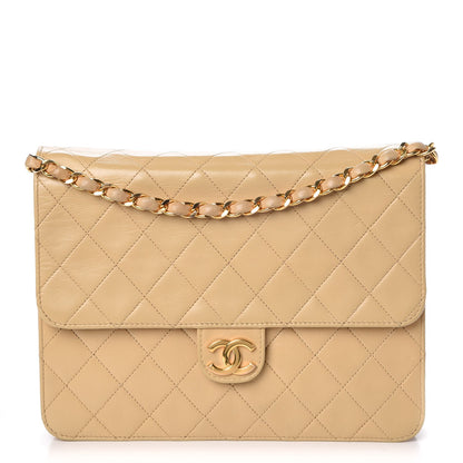 Chanel Lambskin Stitched Small Single Flap Beige 1 of 9