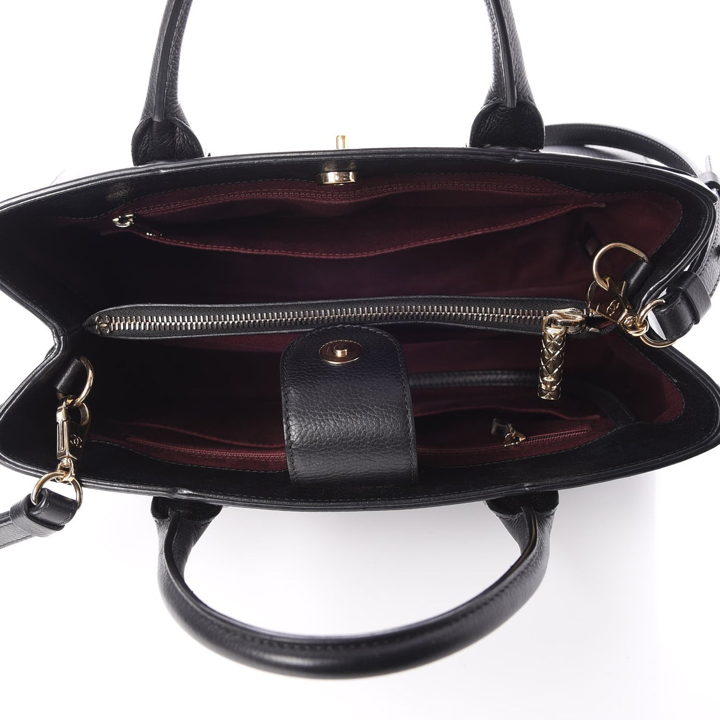 Grained Calfskin Medium Neo Executive Shopper Tote Black