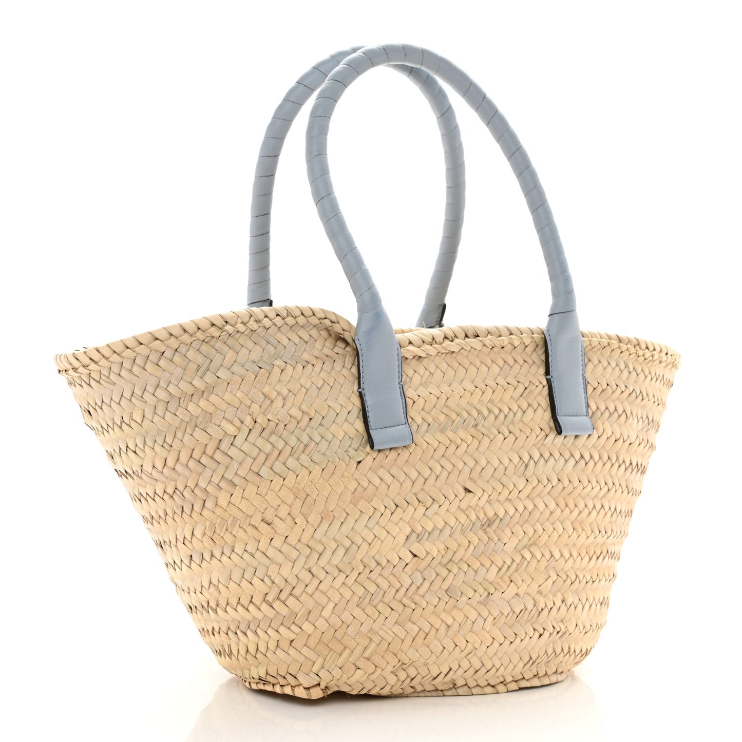 Raffia Small Grain Calfskin Medium Marcie Basket Shady Blue