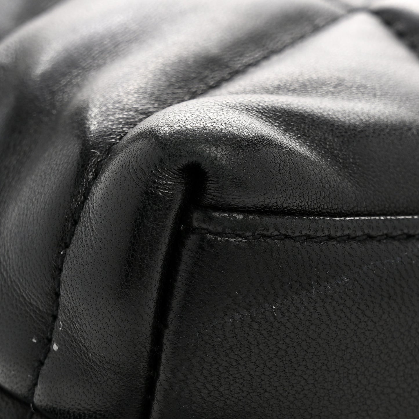 Lambskin Quilted Toy Loulou Puffer Monogram Monochrome Chain Satchel Black
