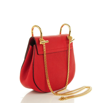 Chloe Grained Lambskin Mini Drew Shoulder Bag Plaid Red 3 of 8