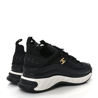 Chanel Velvet Calfskin Mixed Fibers CC Sneakers 38 Black 4 of 10