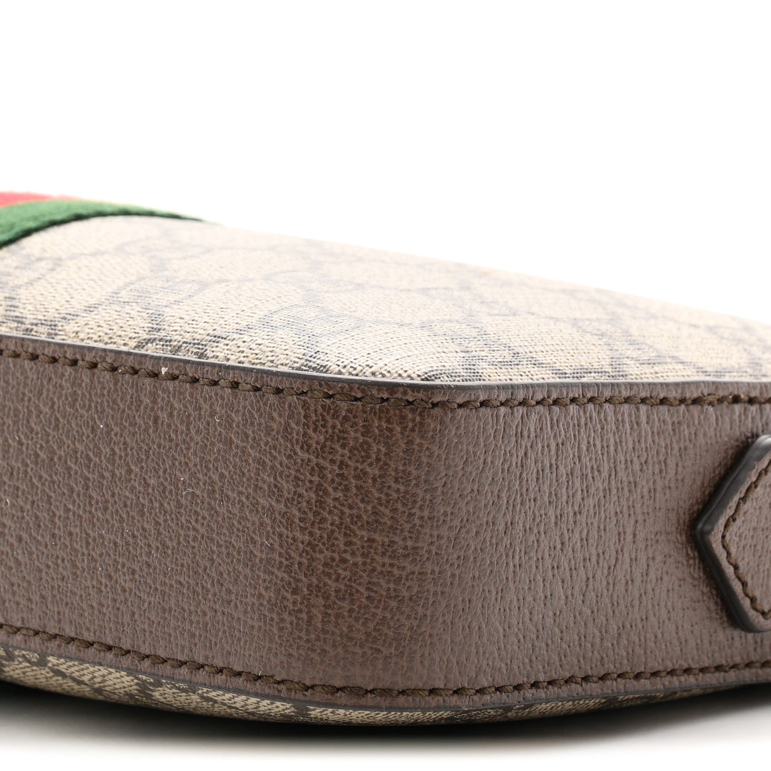 Gucci GG Supreme Monogram Textured Dollar Calfskin Web Ophidia Wristlet Shoulder Bag Beige Ebony New Acero 10 of 10