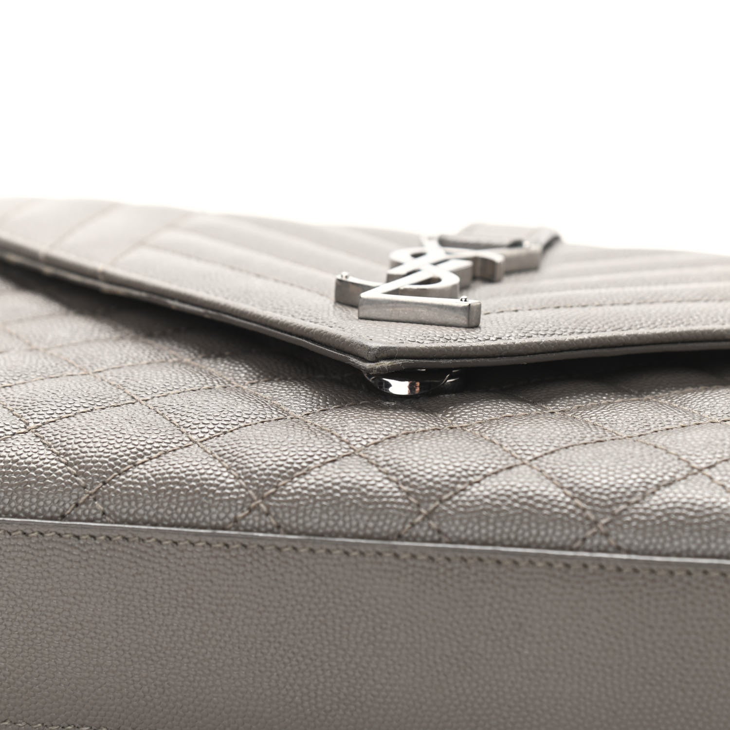 Saint Laurent Grain De Poudre Textured Mixed Matelasse Medium Triquilt Monogram Satchel Earth 15 of 15