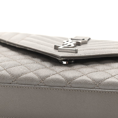 Saint Laurent Grain De Poudre Textured Mixed Matelasse Medium Triquilt Monogram Satchel Earth 15 of 15