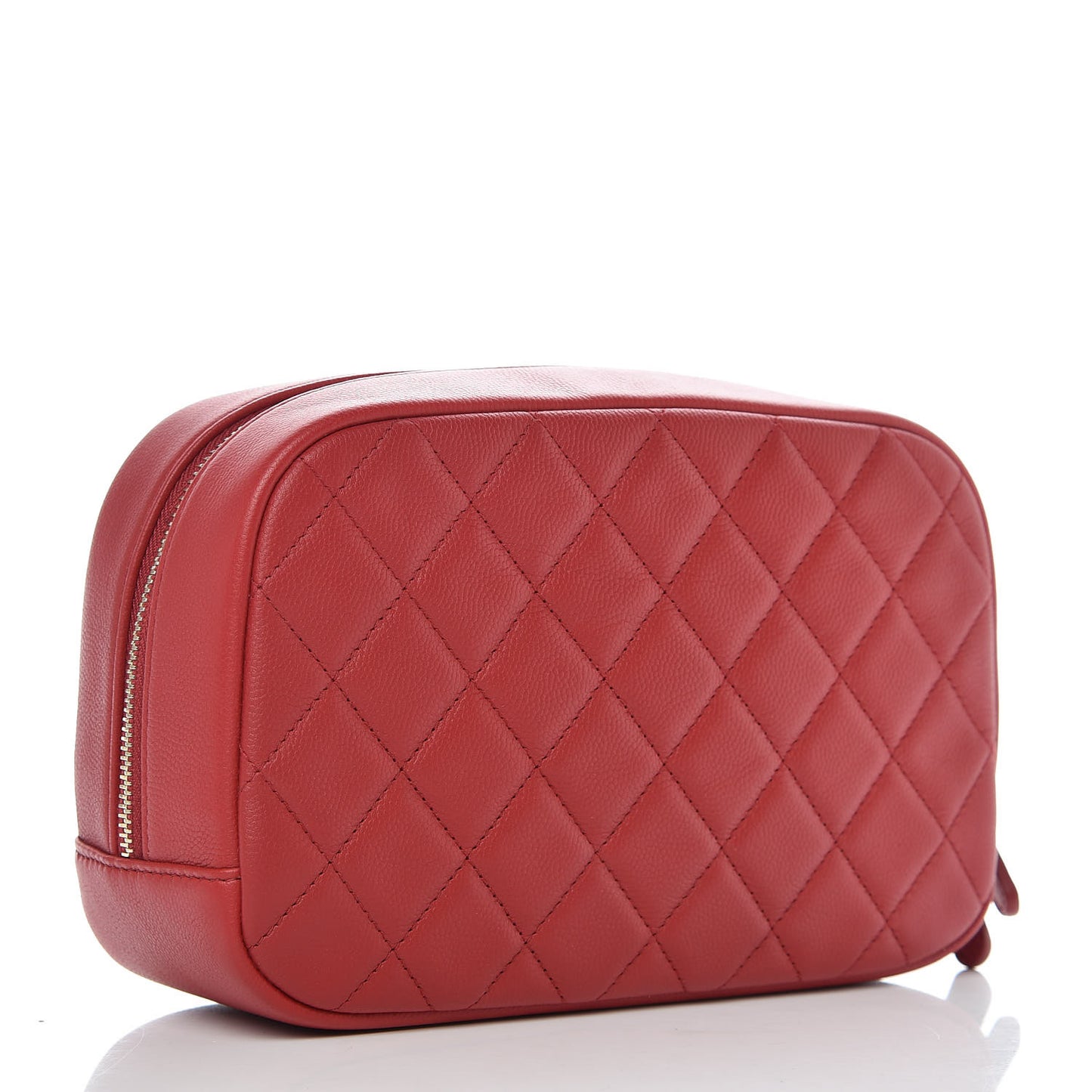 Caviar Quilted Curvy Pouch Cosmetic Case Red