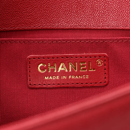 Chanel Caviar Chevron Quilted Medium Boy Flap Red 6 of 10