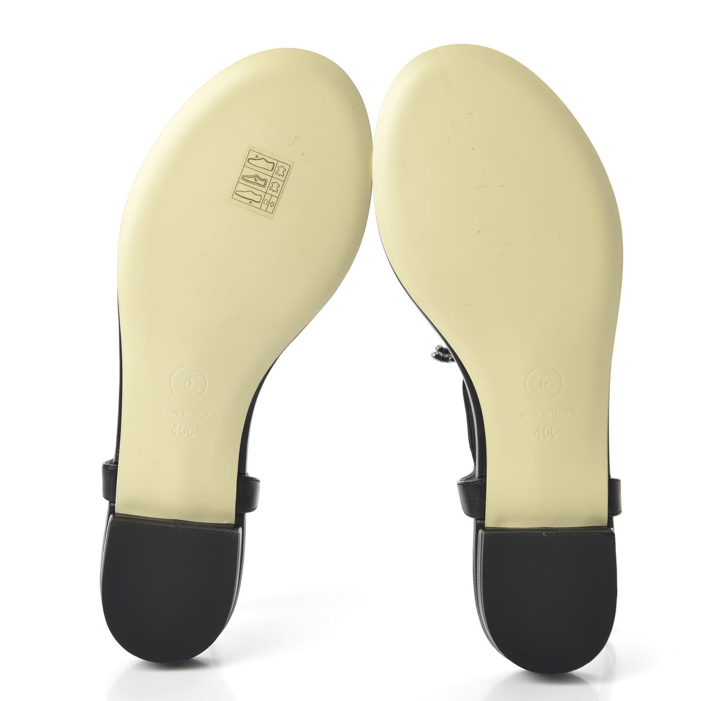 Lambskin CC Chain Thong Sandals 40 Black