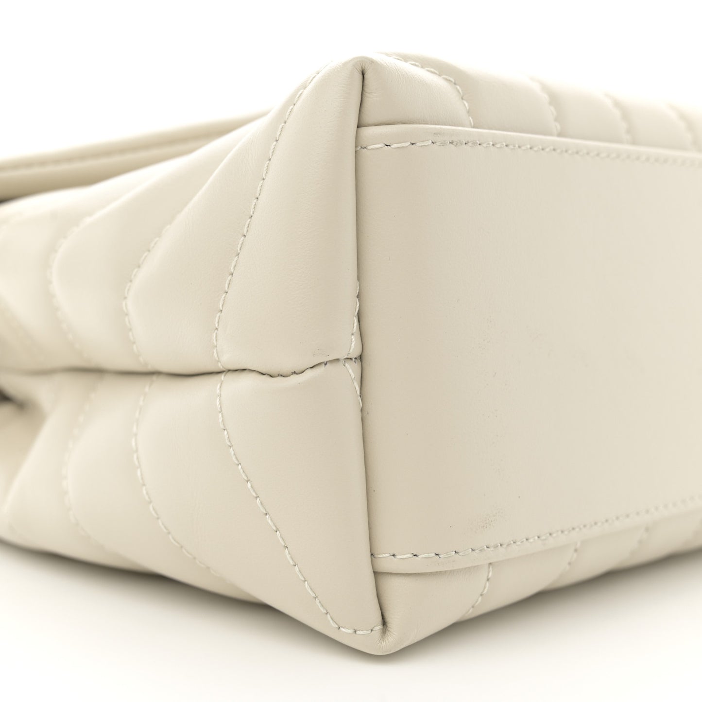 Calfskin Y Quilted Monogram Small Loulou Chain Satchel Crema Soft