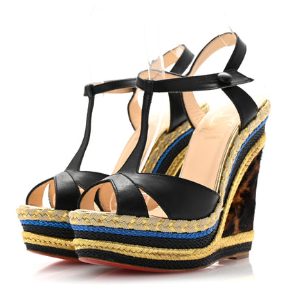 Christian Louboutin Calf Hair Calfskin Trotolita Leopard Espadrille Sandals 36 Black Multicolor 4 of 11