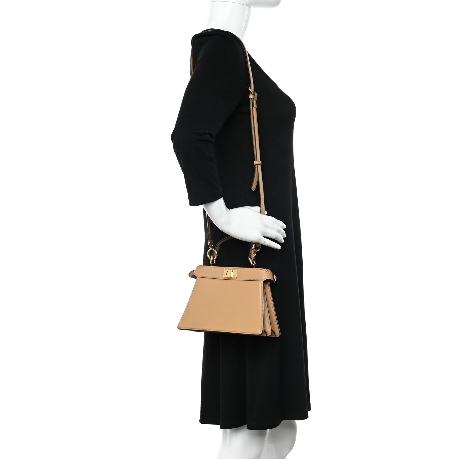 Fendi Shiny Nappa Petite Peekaboo I SEE U Satchel Miele Scuro 2 of 10