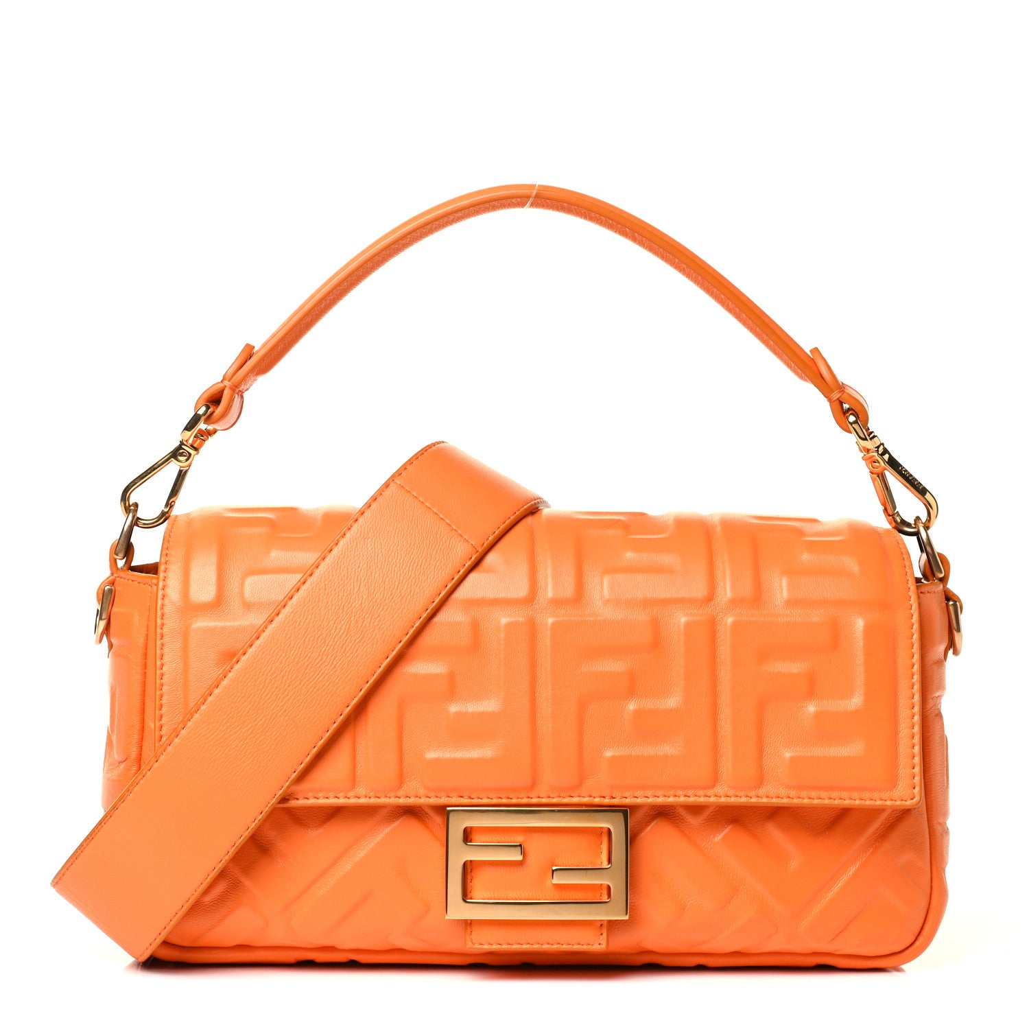 Fendi Nappa FF 1974 Embossed Baguette Clementine 1 of 4