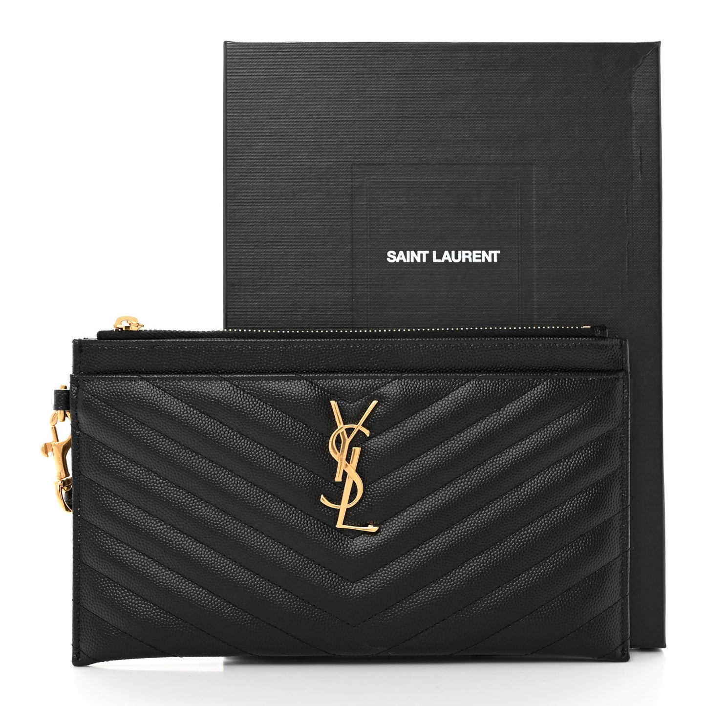 Grain De Poudre Chevron Monogram Large Bill Pouch Black