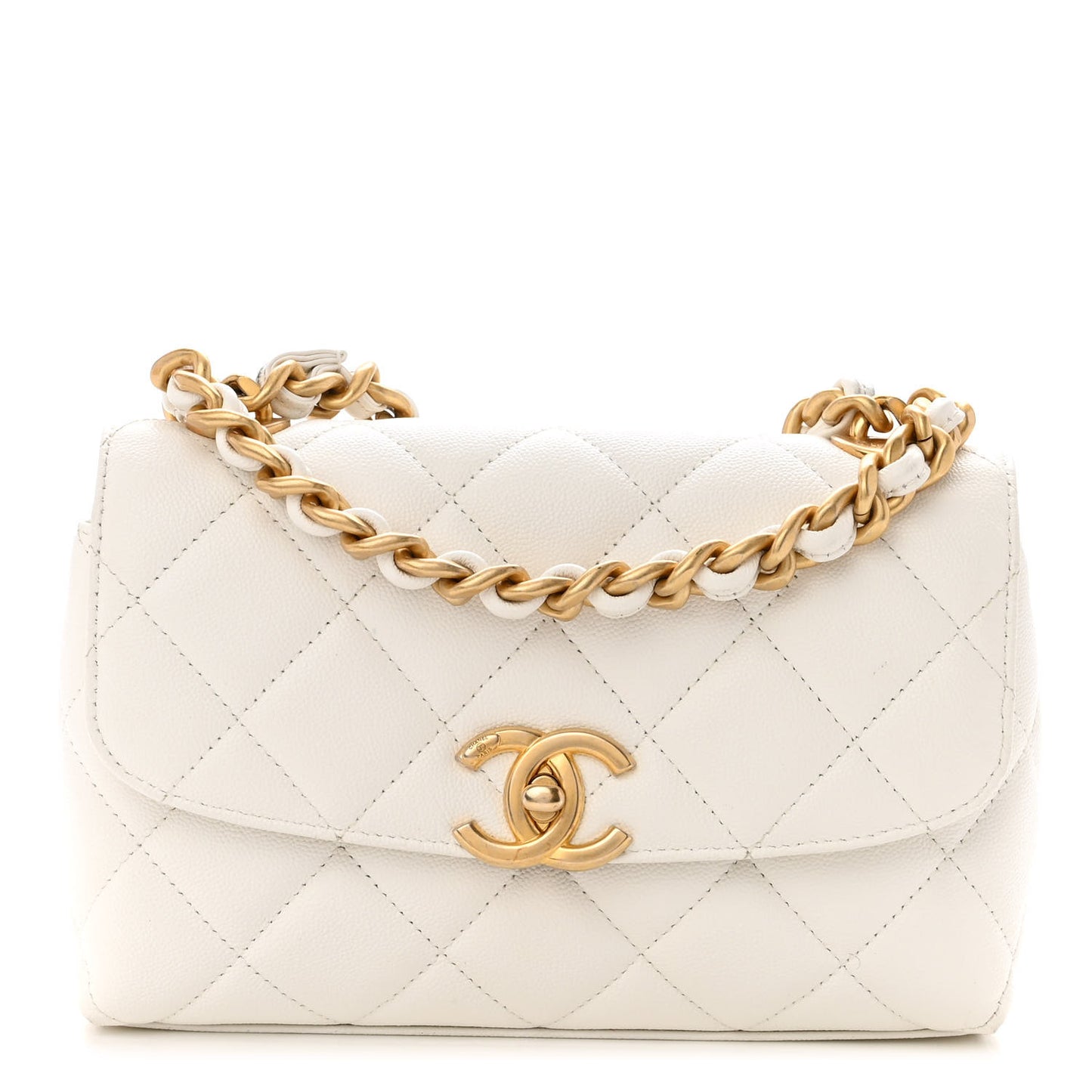 Caviar Quilted Small Flap White