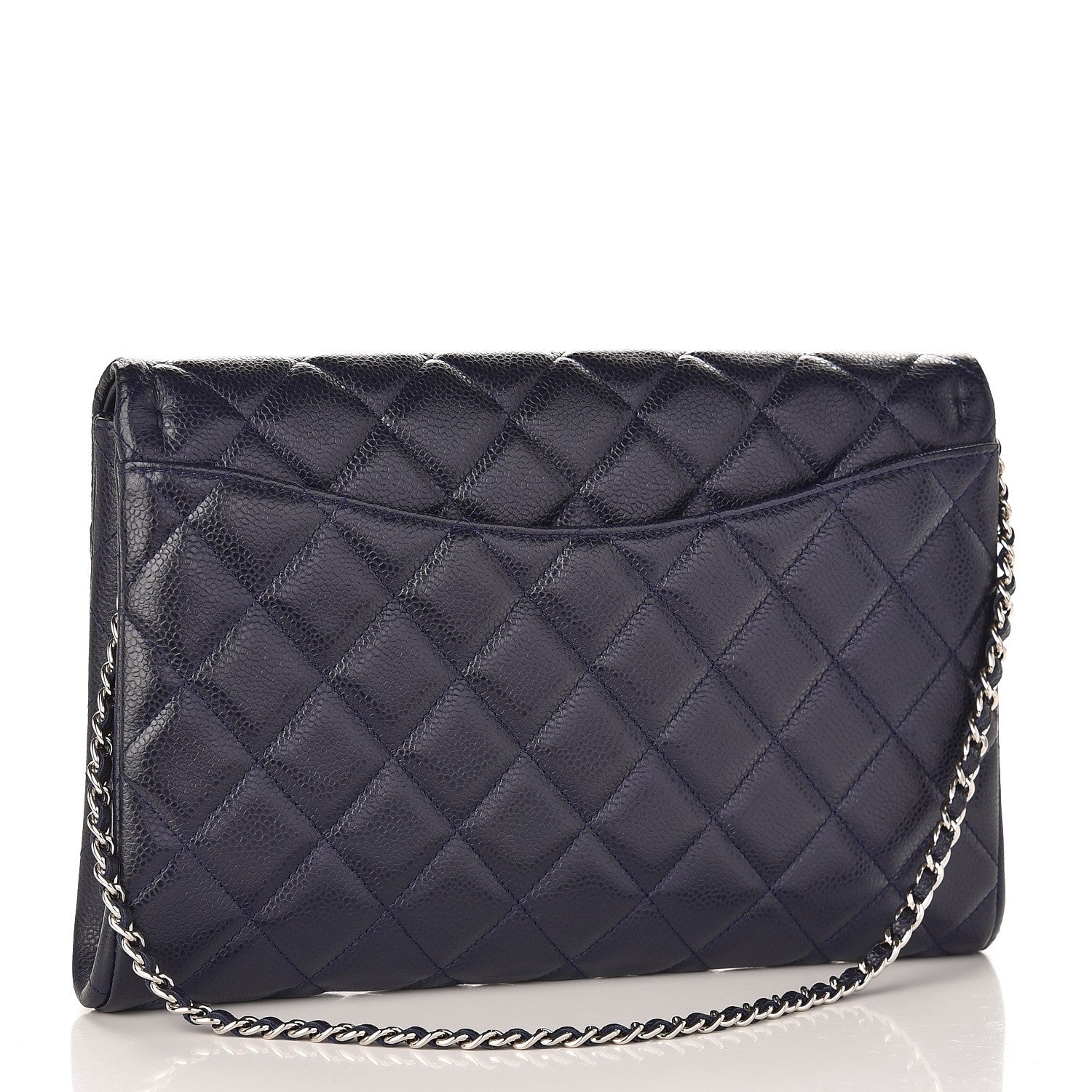 Chanel Caviar Quilted Clutch With Chain Flap Blue 3 of 8