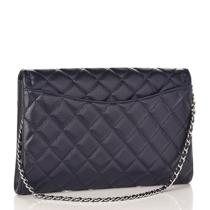 Chanel Caviar Quilted Clutch With Chain Flap Blue 3 of 8