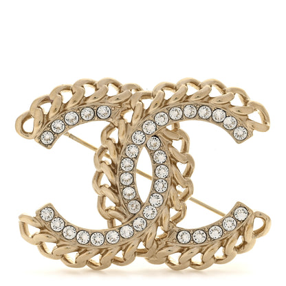Chanel Crystal Chain CC Brooch Light Gold 1 of 4