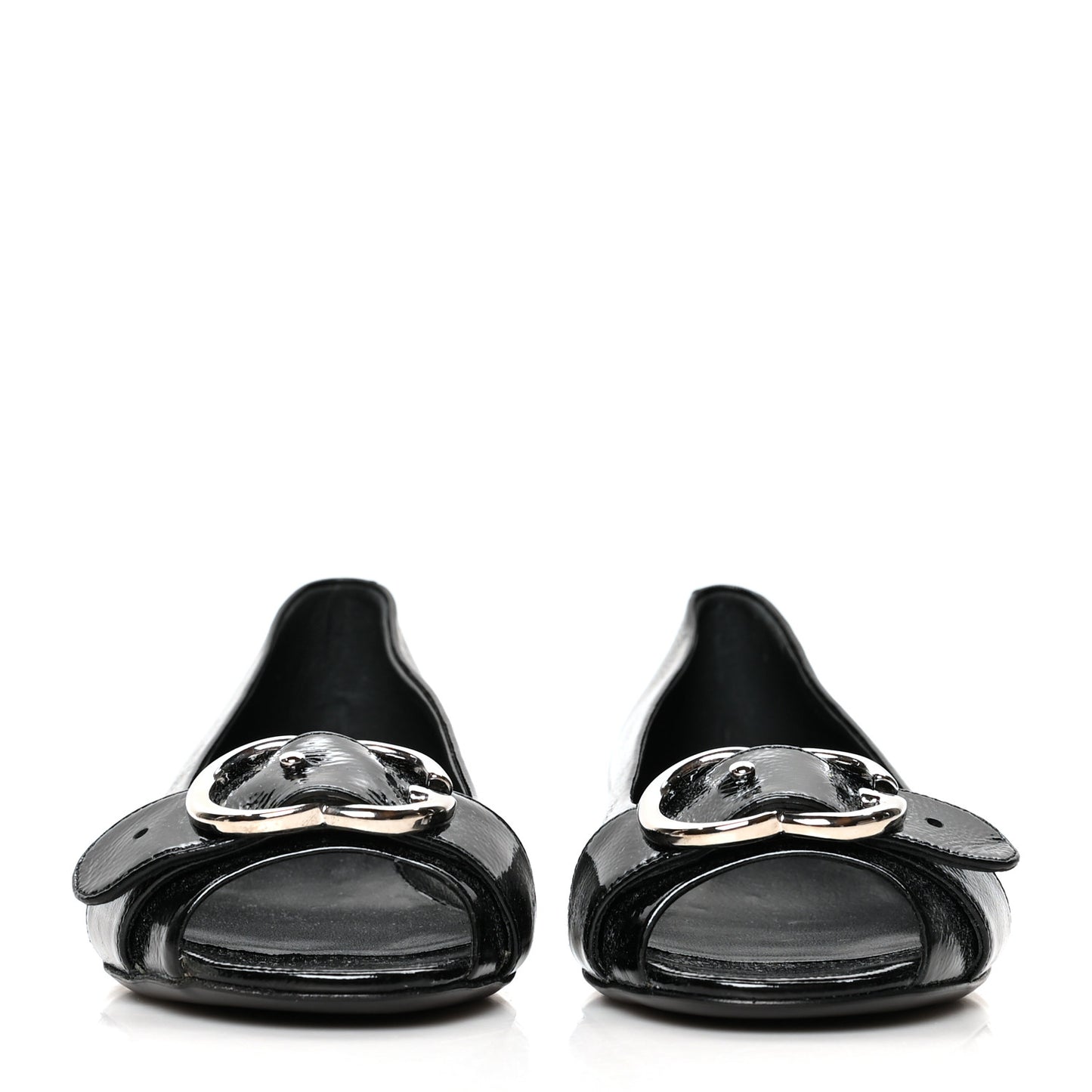 Patent Interlocking G Salandia Peep Toe Flats 39 Black
