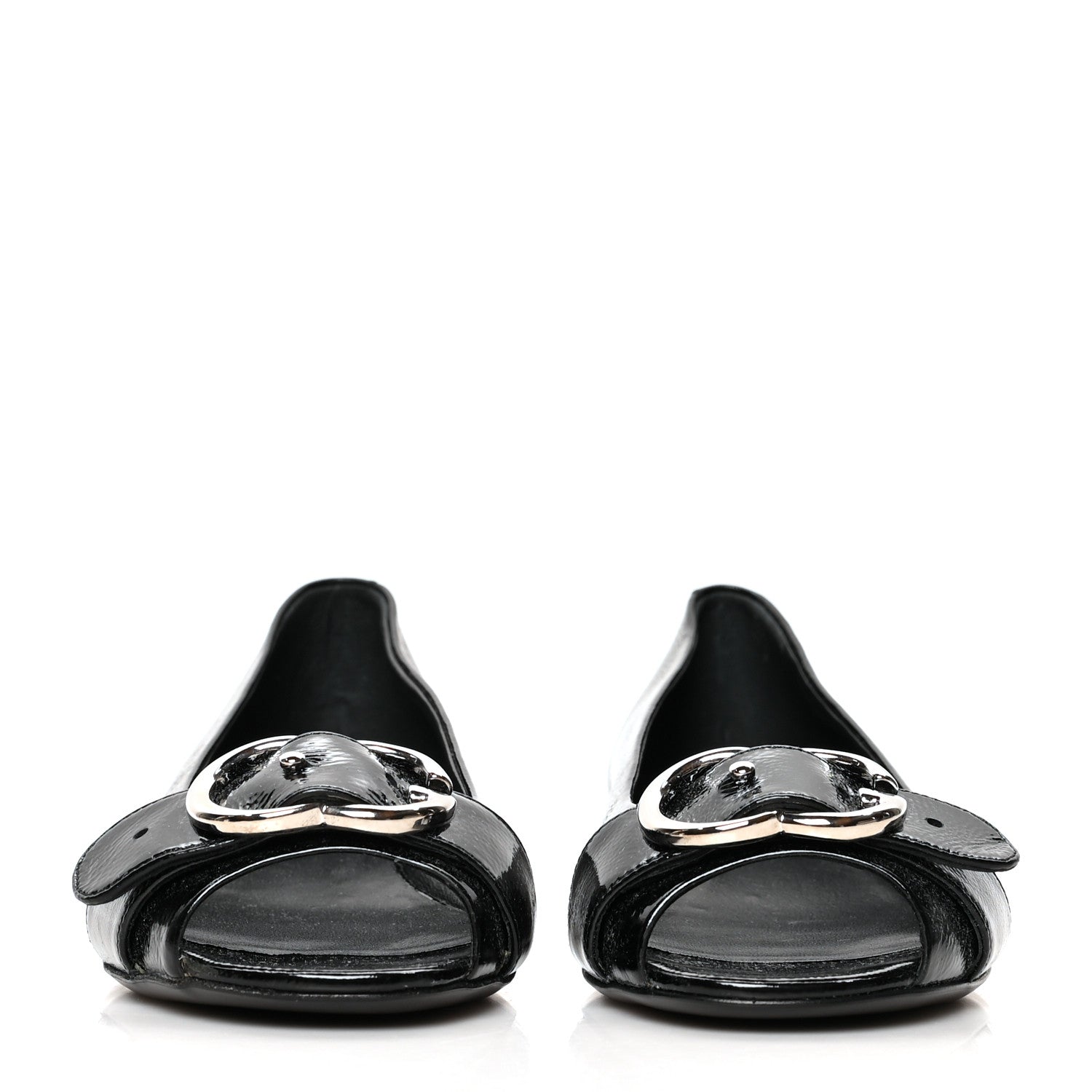 Gucci Patent Interlocking G Salandia Peep Toe Flats 39 Black 2 of 8