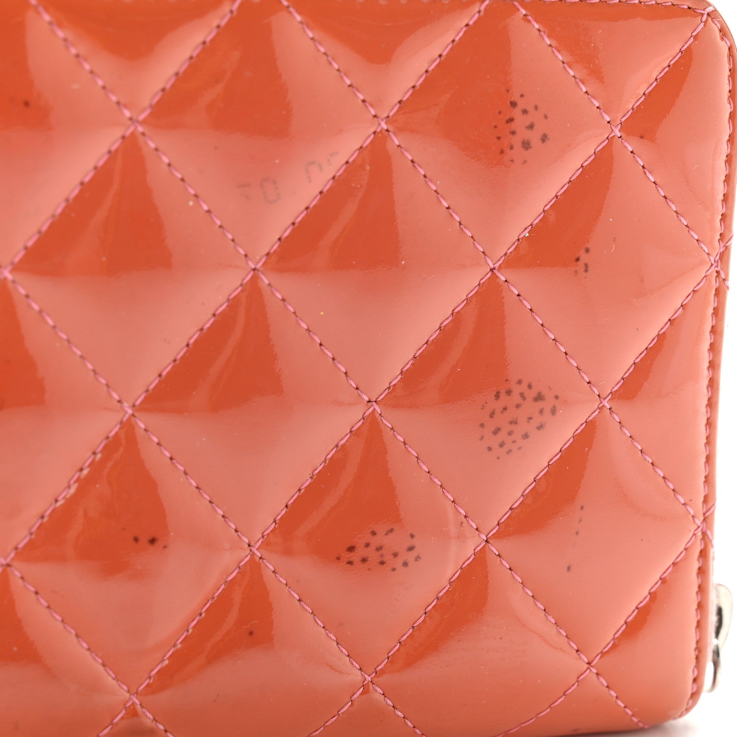 Chanel Patent Quilted Brilliant Zip Around Wallet Coral 11 of 13