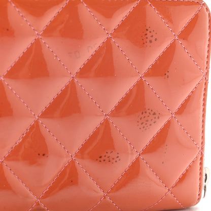 Chanel Patent Quilted Brilliant Zip Around Wallet Coral 11 of 13