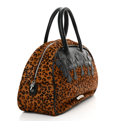 Chrome Hearts Leopard Print Hair Cross Patch Duffle Bag Black 3 of 11