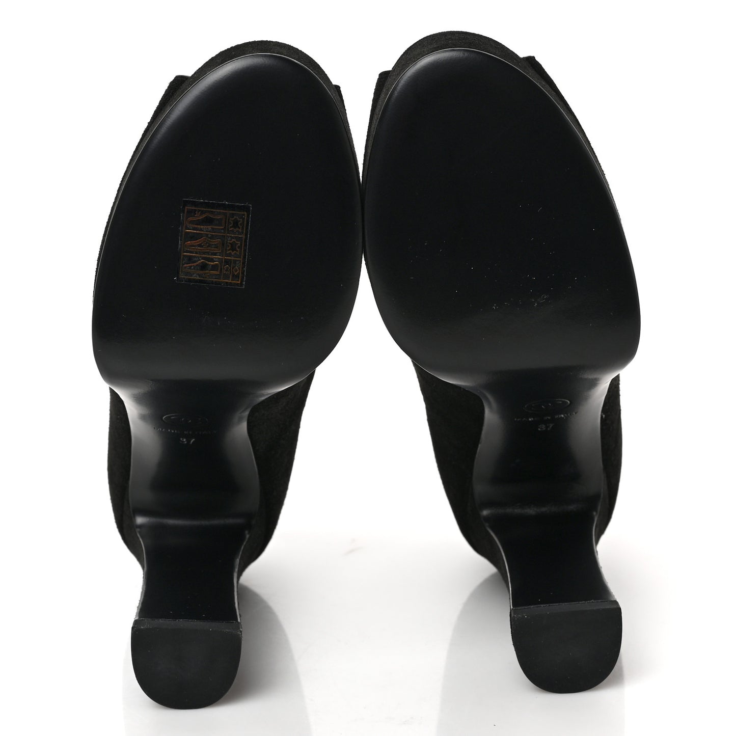 Suede Calfskin Pearl Shamrock CC Sandals 37 Black