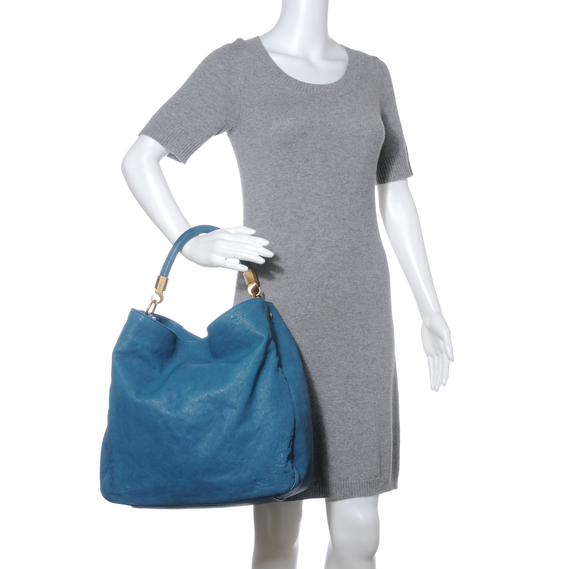 Saint Laurent Leather Large Roady Hobo Ocean 2 of 8
