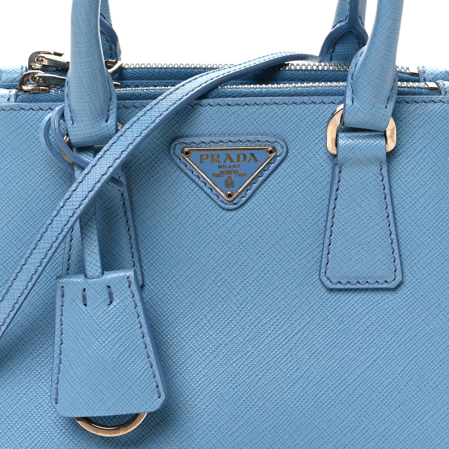 Saffiano Lux Micro Galleria Double Zip Tote Turchese