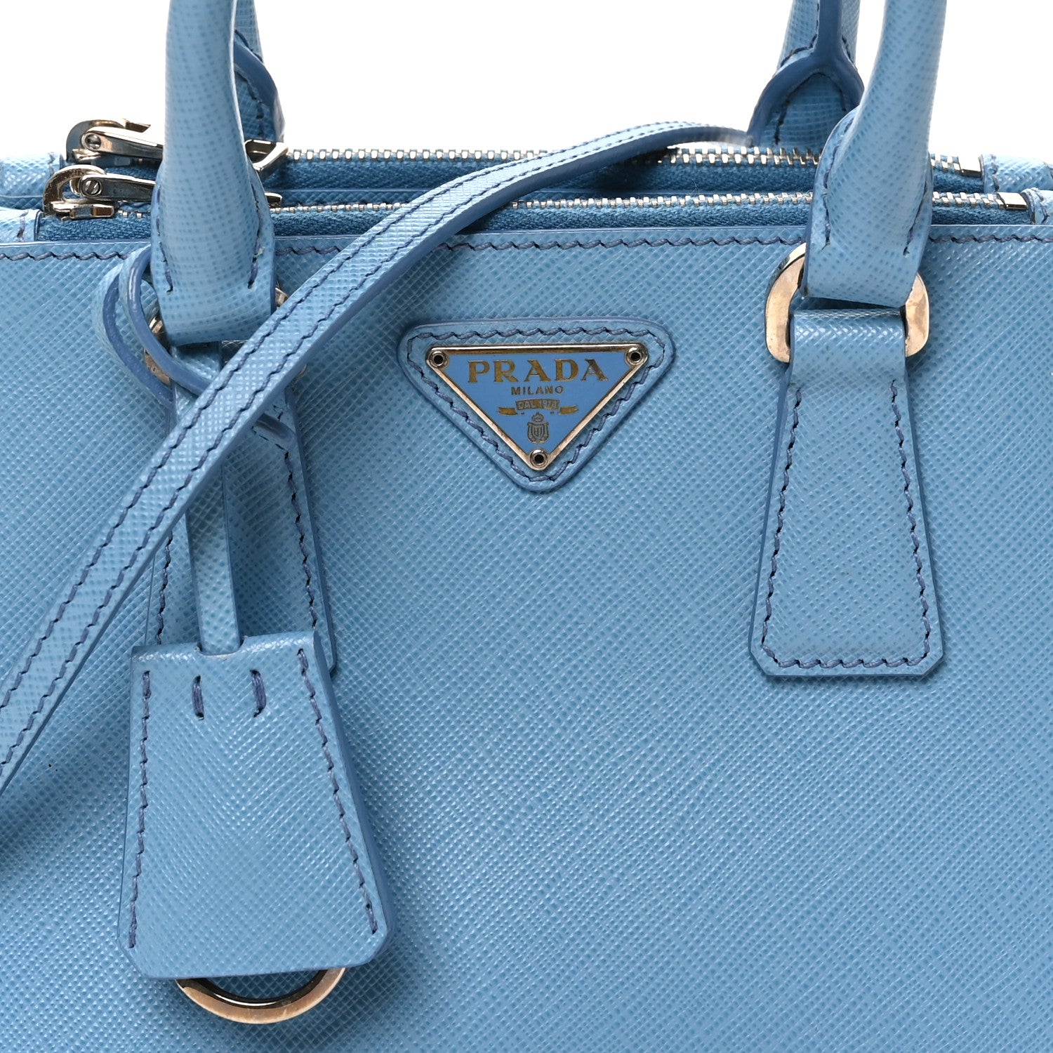 Prada Saffiano Lux Micro Galleria Double Zip Tote Turchese 7 of 9