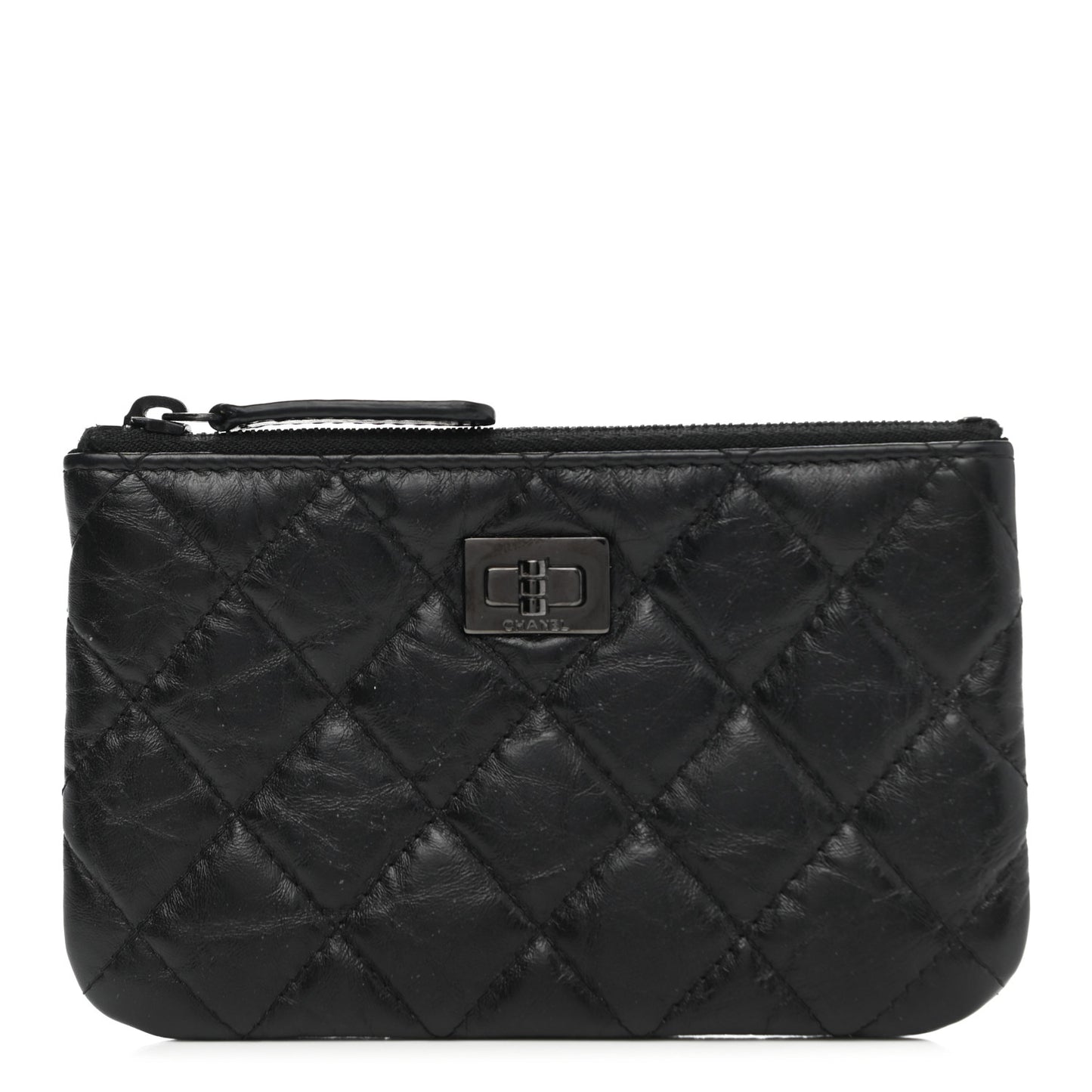 Aged Calfskin Quilted Small Reissue Cosmetic Case So Black