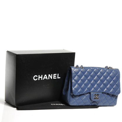 Chanel Lambskin Perforated Jumbo Single Flap Blue 5 of 8